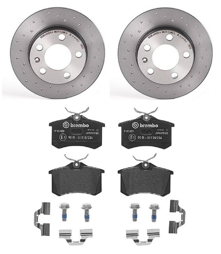 Audi VW Brakes Kit - Pads and Rotors Rear (232mm) (Xtra) (Low-Met) 8E0698451L - Brembo 1564371KIT